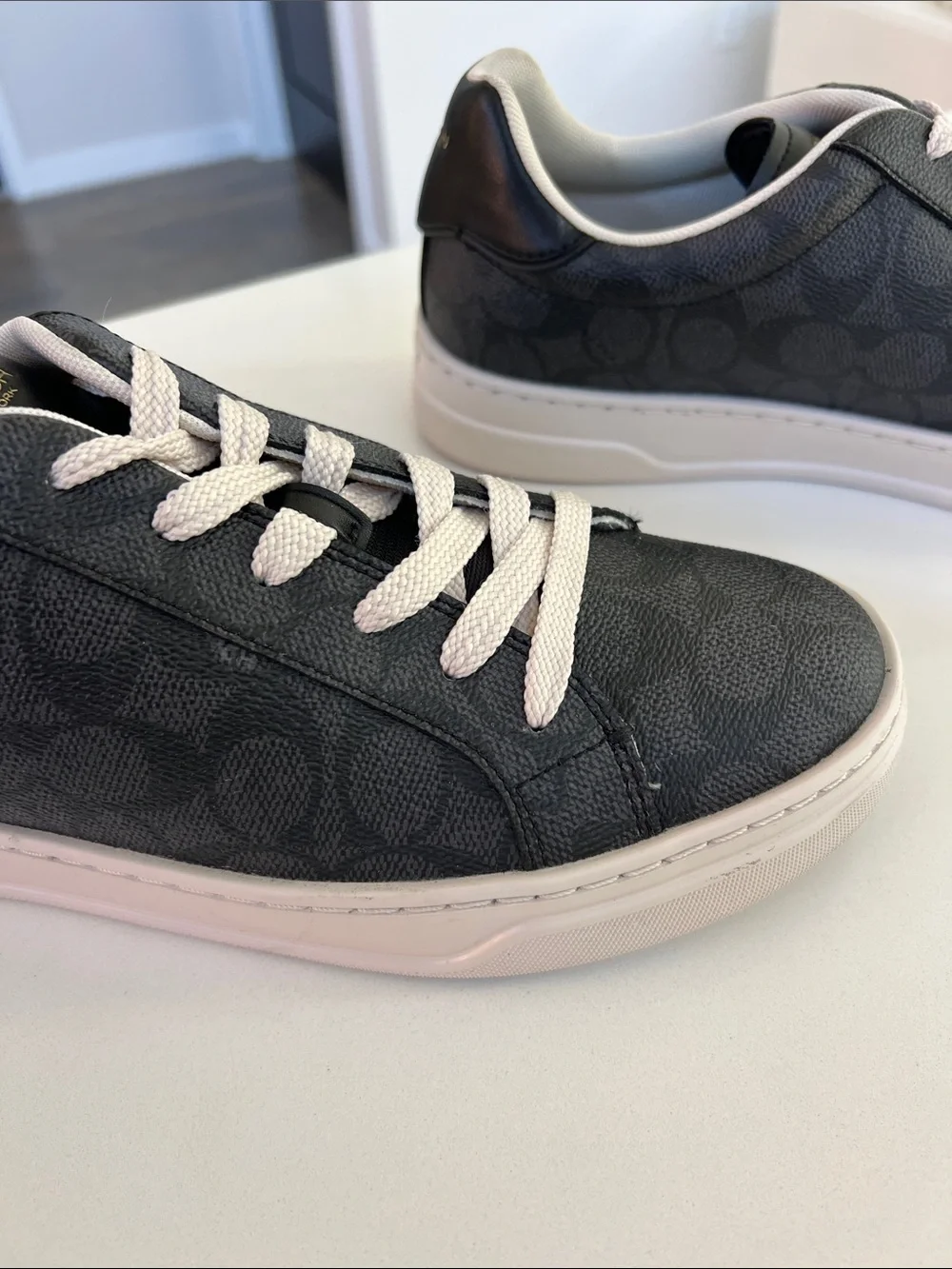 Coach high line signature C logo print charcoal black lace up sneakers 11